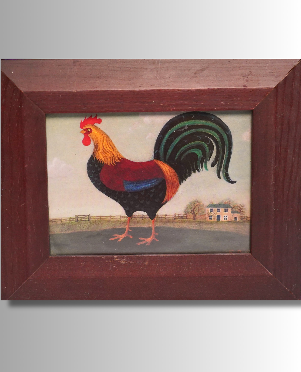 The Rooster - Red/Green Rooster Art Poster Print by Diane Pedersen - shopeeeys